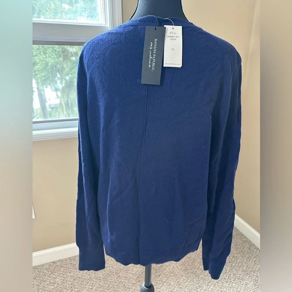 Banana Republic Blue Cashmere‎ Cardigan Sweater Crew Neck Knit